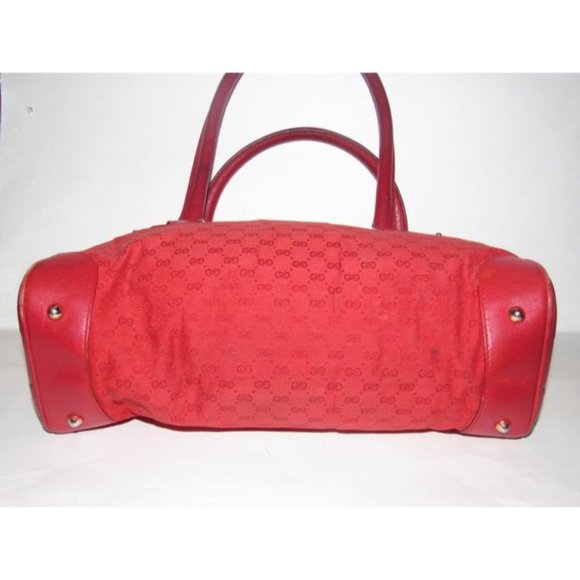 Gucci Boston Red Canvas And Leather Speedy Bag Small Logo Print Satchel - Picture 9 of 12